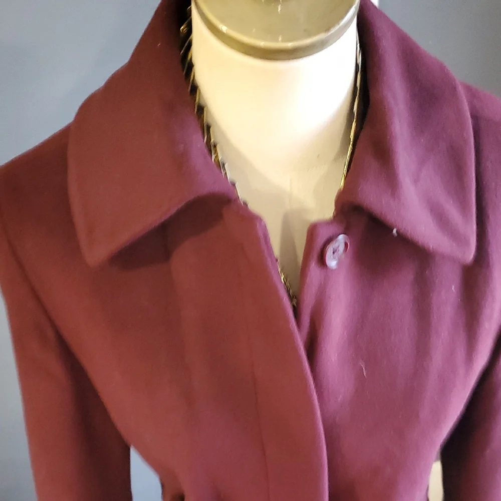 Armani Exchange Cashmere Blend  Plum  Pea  Coat  Size S - Picture 6 of 16